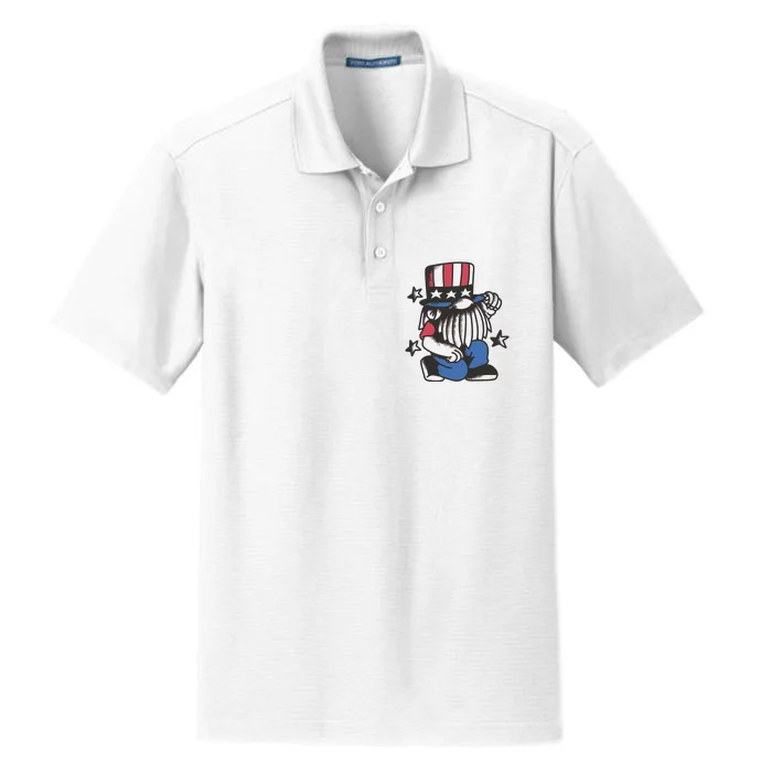 Gnome Patriot 4th Of July Dry Zone Grid Performance Polo