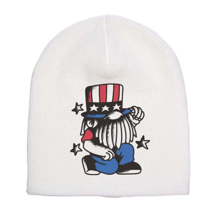 Gnome Patriot 4th Of July Short Acrylic Beanie