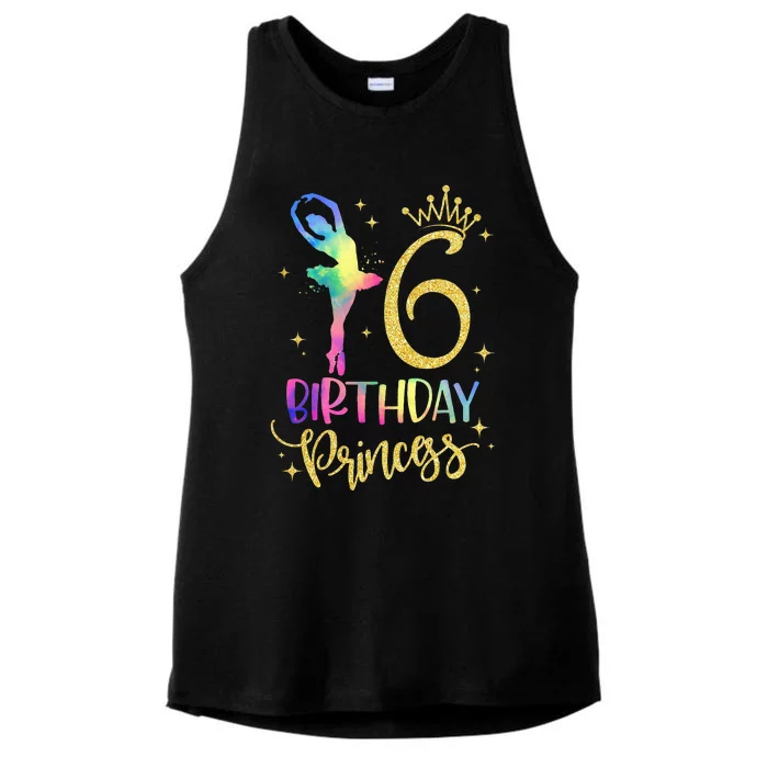 Girl Princess 6th Birthday 6 Years Old Ballerina Ballet Ladies Tri-Blend Wicking Tank