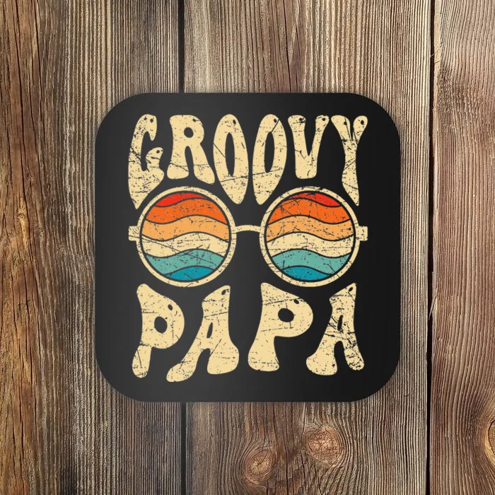 Groovy Papa 70s Aesthetic Nostalgia 1970's Retro Groovy Dad Coaster