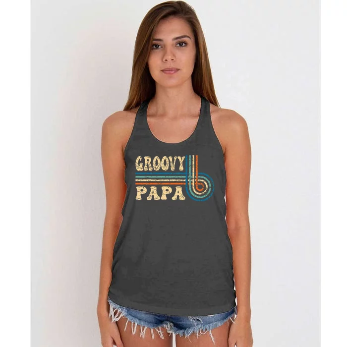 Groovy Papa 70s Aesthetic Nostalgia 1970S Retro Groovy Dad Women's Knotted Racerback Tank