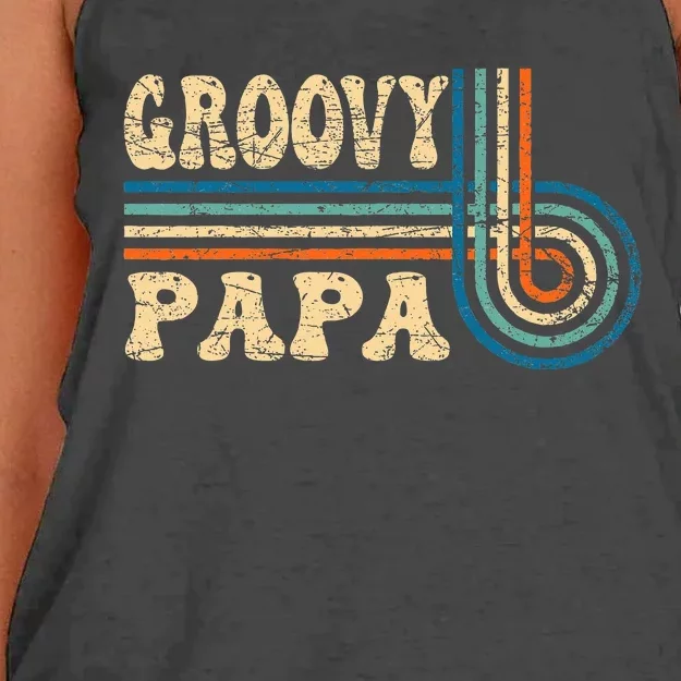 Groovy Papa 70s Aesthetic Nostalgia 1970S Retro Groovy Dad Women's Knotted Racerback Tank