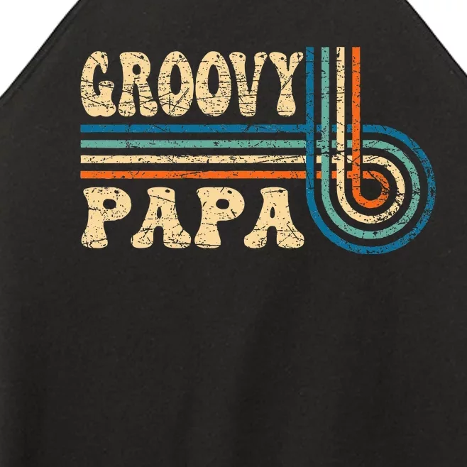 Groovy Papa 70s Aesthetic Nostalgia 1970S Retro Groovy Dad Women’s Perfect Tri Rocker Tank