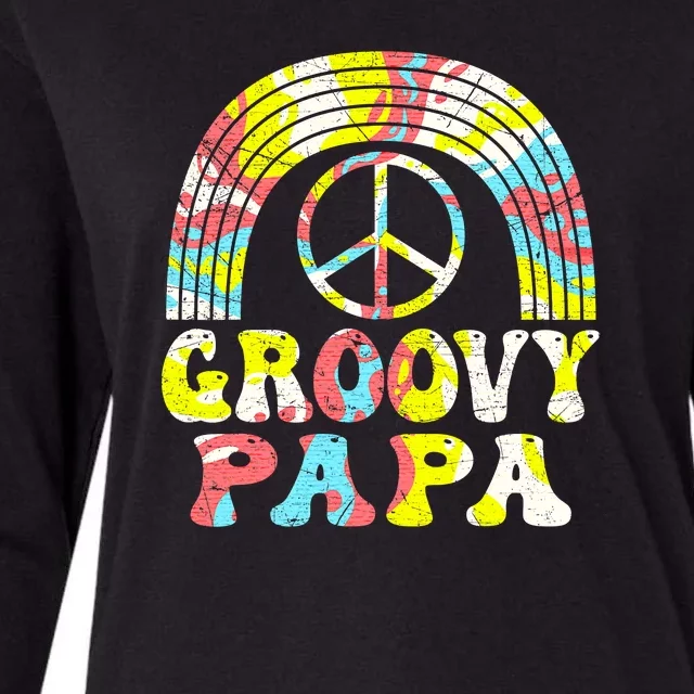 Groovy Papa 70s Aesthetic Nostalgia 1970s Retro Groovy Dad Womens Cotton Relaxed Long Sleeve T-Shirt