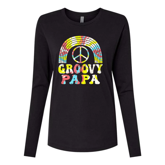 Groovy Papa 70s Aesthetic Nostalgia 1970s Retro Groovy Dad Womens Cotton Relaxed Long Sleeve T-Shirt