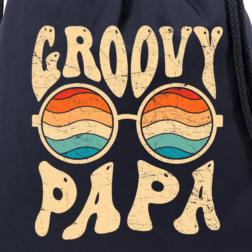 Groovy Papa 70s Aesthetic Nostalgia 1970S Retro Groovy Dad Drawstring Bag