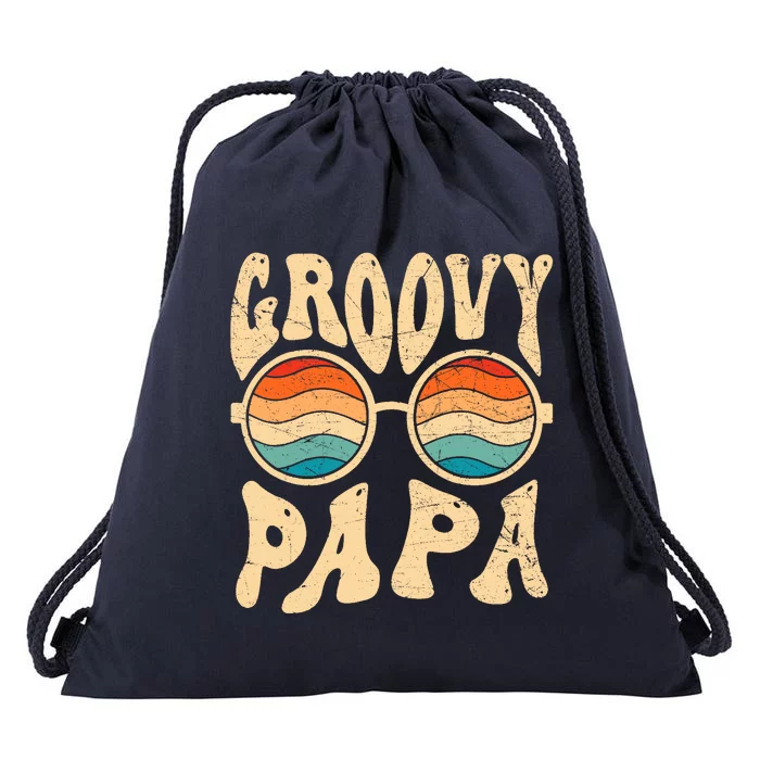 Groovy Papa 70s Aesthetic Nostalgia 1970S Retro Groovy Dad Drawstring Bag