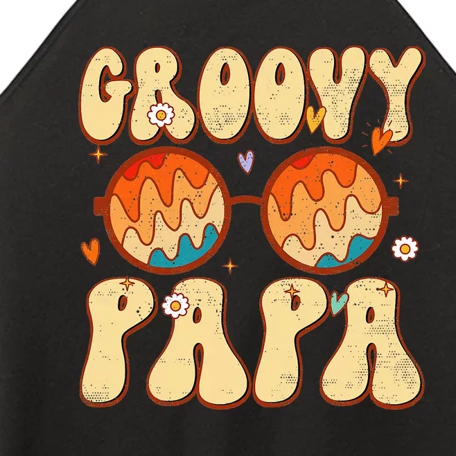 Groovy Papa 70s Aesthetic 1970's Retro Dad Father's Day Women’s Perfect Tri Rocker Tank