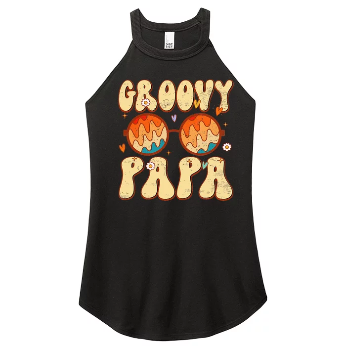 Groovy Papa 70s Aesthetic 1970's Retro Dad Father's Day Women’s Perfect Tri Rocker Tank