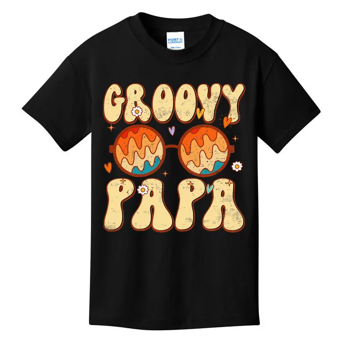 Groovy Papa 70s Aesthetic 1970's Retro Dad Father's Day Kids T-Shirt