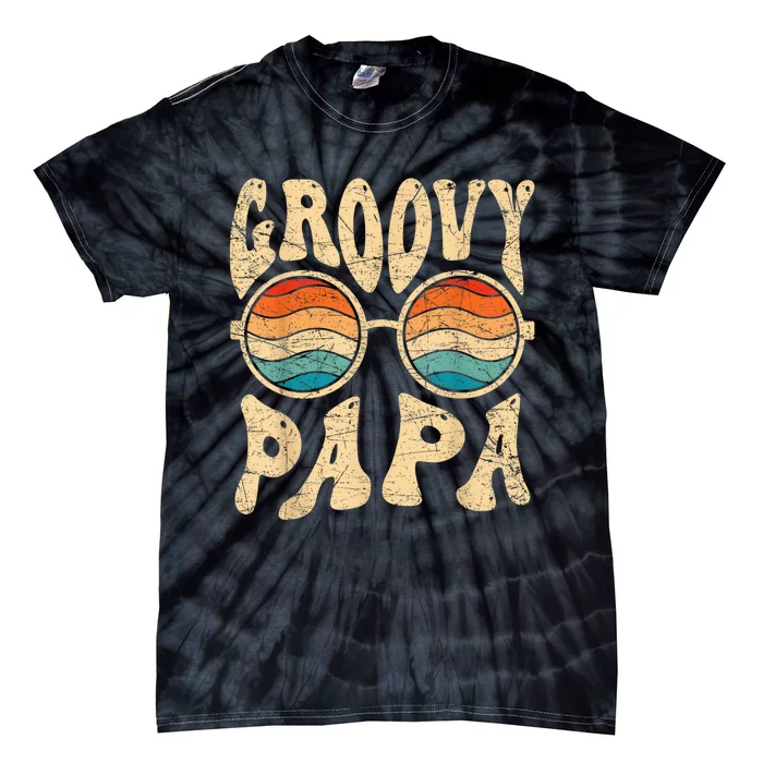 Groovy Papa 70s Aesthetic Nostalgia 1970's Retro Groovy Dad Tie-Dye T-Shirt