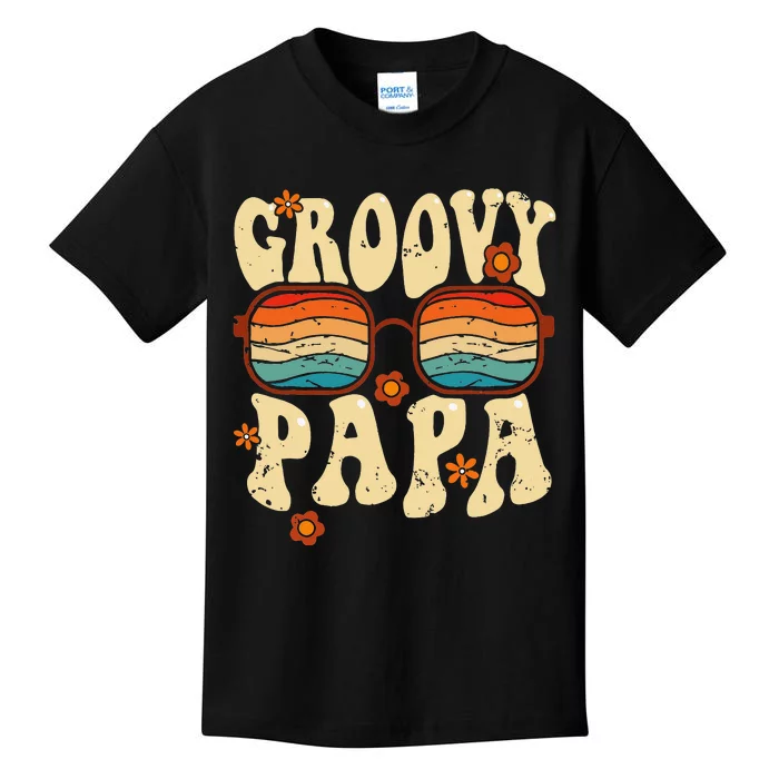 Groovy Papa 70s Aesthetic 1970's Retro Groovy Dad Father Kids T-Shirt