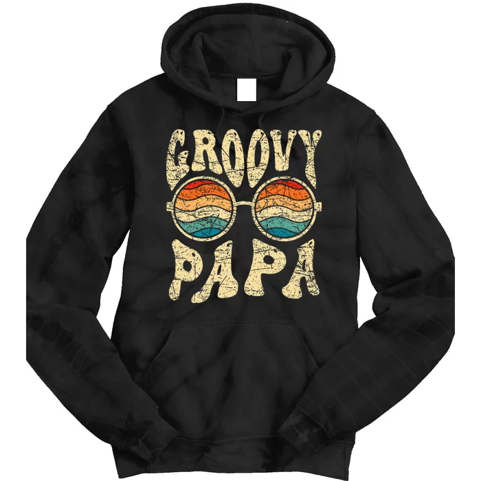 Groovy Papa 70s Aesthetic Nostalgia 1970S Retro Groovy Dad Tie Dye Hoodie