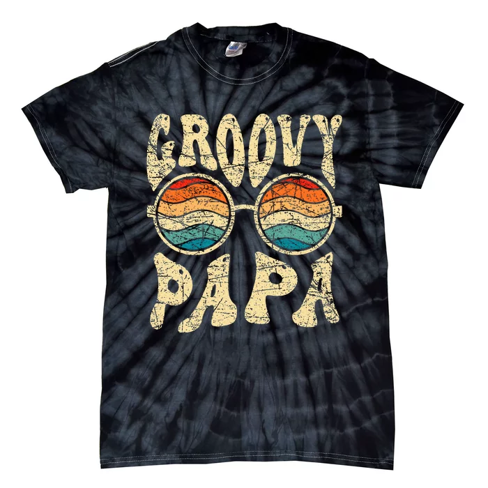 Groovy Papa 70s Aesthetic Nostalgia 1970S Retro Groovy Dad Tie-Dye T-Shirt