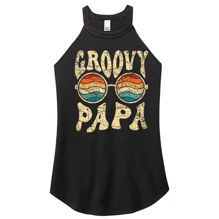 Groovy Papa 70s Aesthetic Nostalgia 1970S Retro Groovy Dad Women’s Perfect Tri Rocker Tank