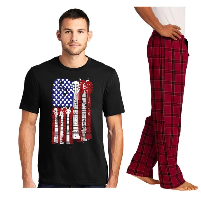 Guitar Plectrum American Flag Band Gift Pajama Set