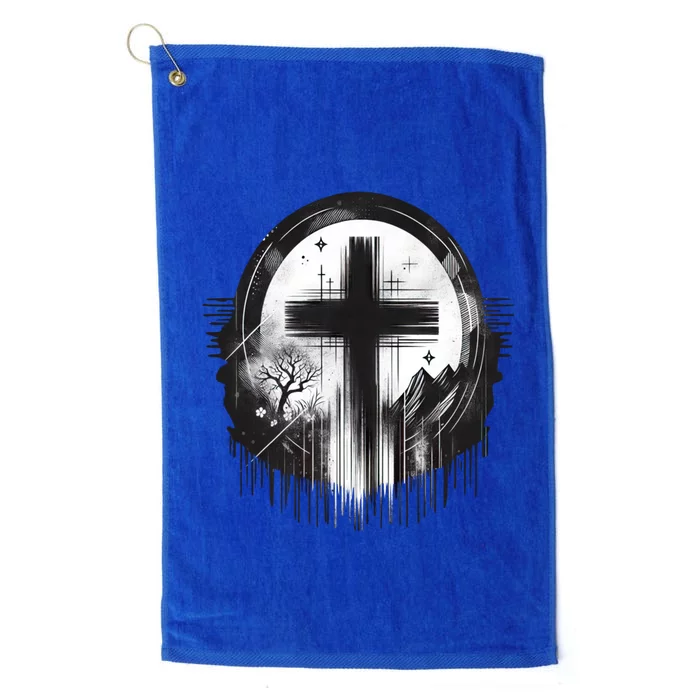 Gothic Punk Art Christian Cross Of Jesus Distressed Graphic Cute Gift Platinum Collection Golf Towel