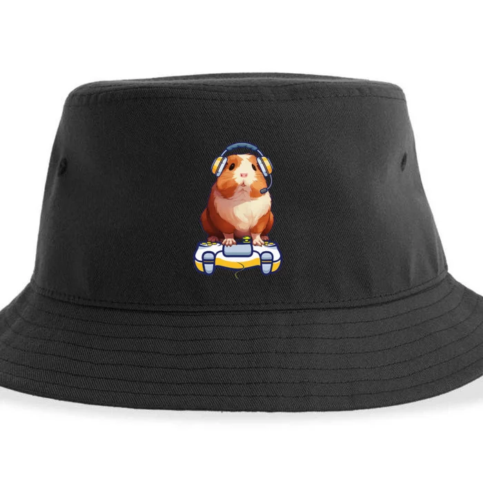 Guinea Pig And Video Gamer Lover Sustainable Bucket Hat