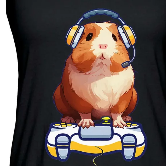 Guinea Pig And Video Gamer Lover Ladies Essential Flowy Tank