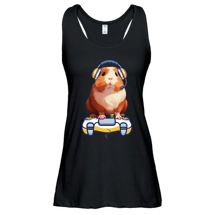 Guinea Pig And Video Gamer Lover Ladies Essential Flowy Tank