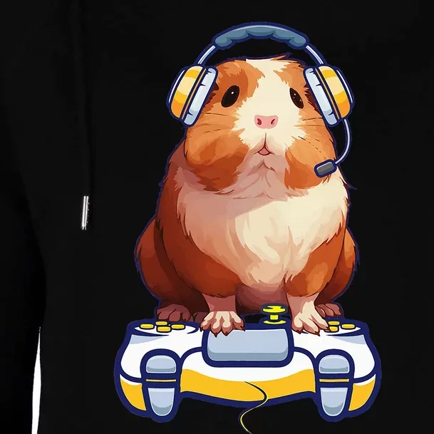 Guinea Pig And Video Gamer Lover Womens Funnel Neck Pullover Hood