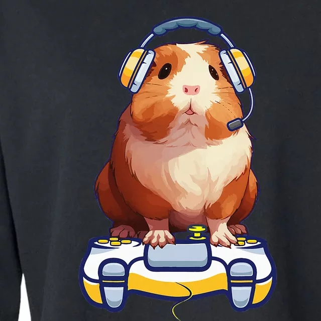 Guinea Pig And Video Gamer Lover Cropped Pullover Crew