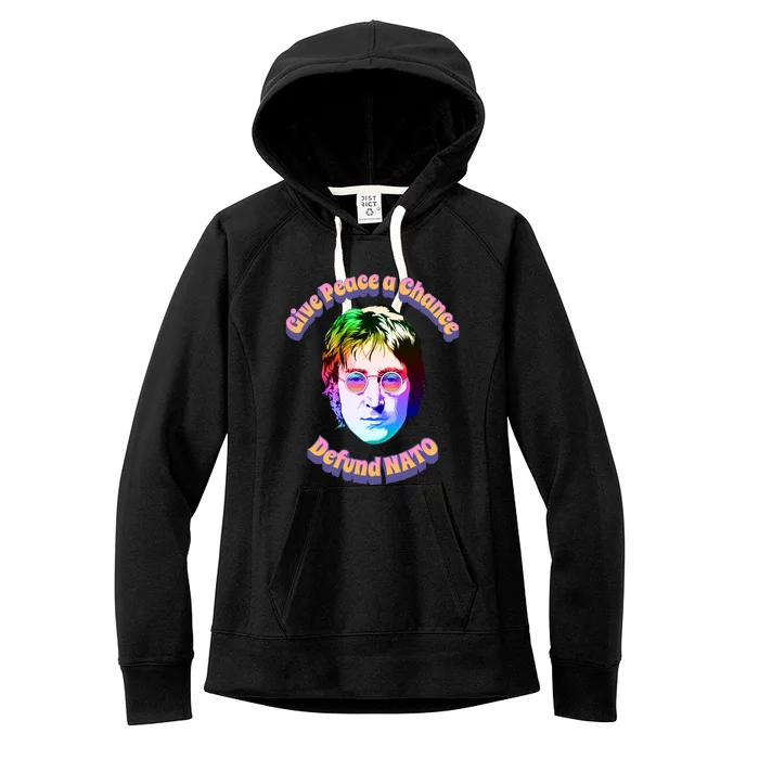 Give Peace A Chance Retro Peace Defund NATO Women's Fleece Hoodie