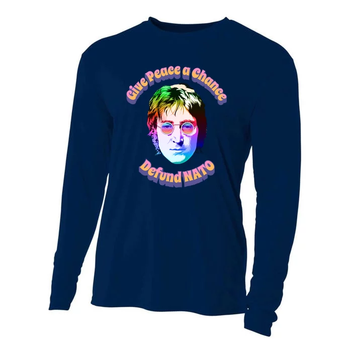 Give Peace A Chance Retro Peace Defund NATO Cooling Performance Long Sleeve Crew