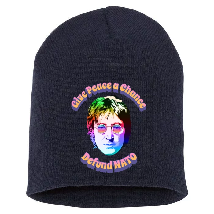 Give Peace A Chance Retro Peace Defund NATO Short Acrylic Beanie