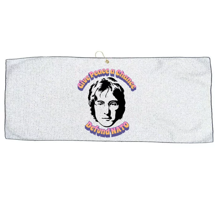 Give Peace A Chance Retro Peace Defund NATO Large Microfiber Waffle Golf Towel