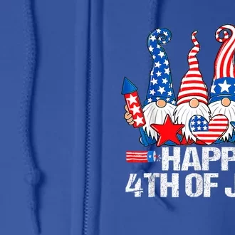 Gnomes Patriotic American Flag Cute Gnomes 4th Of July Gift Full Zip Hoodie