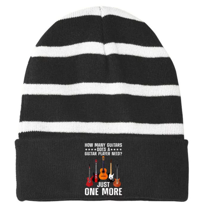 Guitar Player Art For Women Guitarist Striped Beanie with Solid Band