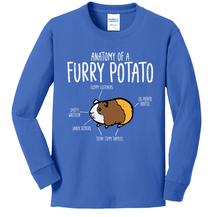 Guinea Pig Anatomy Of Furry Potato Funny Cavy Kids Long Sleeve Shirt