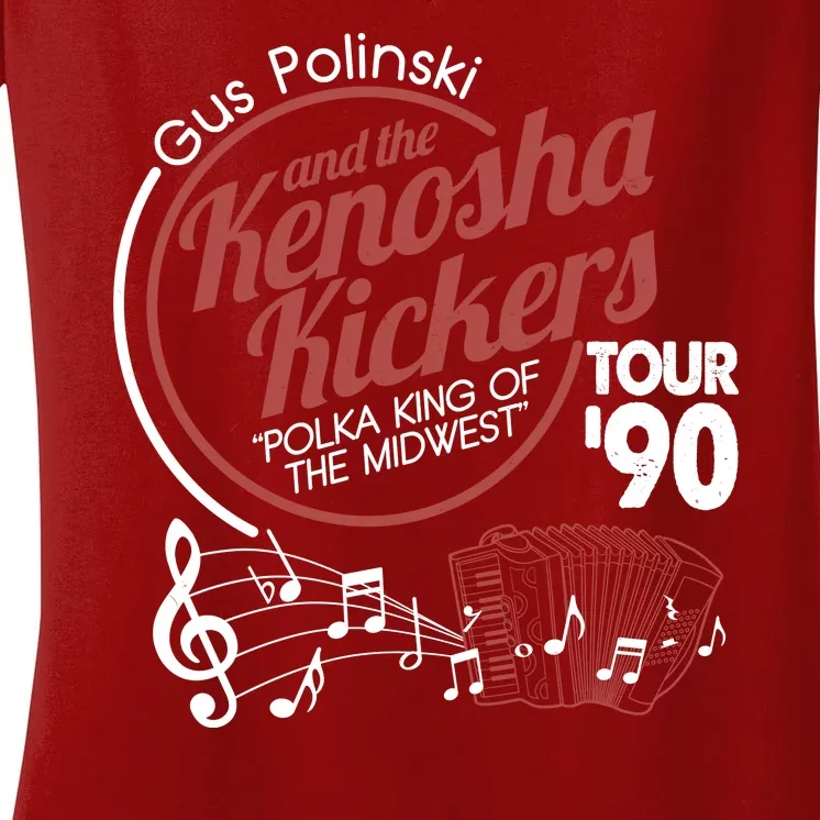 Gus Polinski And The Kenosha Kickers Polka King Of The Midwest 1990 Tour Women's V-Neck T-Shirt