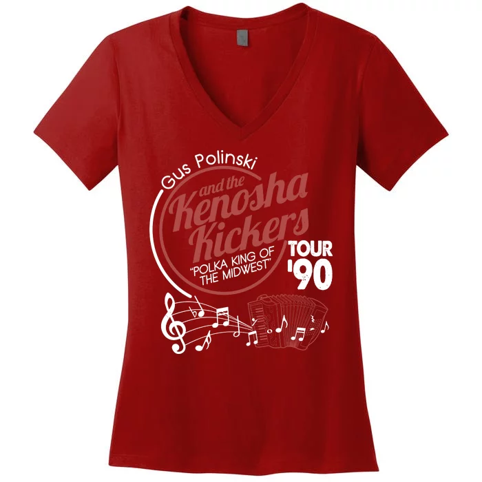 Gus Polinski And The Kenosha Kickers Polka King Of The Midwest 1990 Tour Women's V-Neck T-Shirt