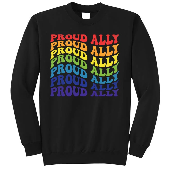 Groovy Proud Ally Lgbt Support Sweatshirt