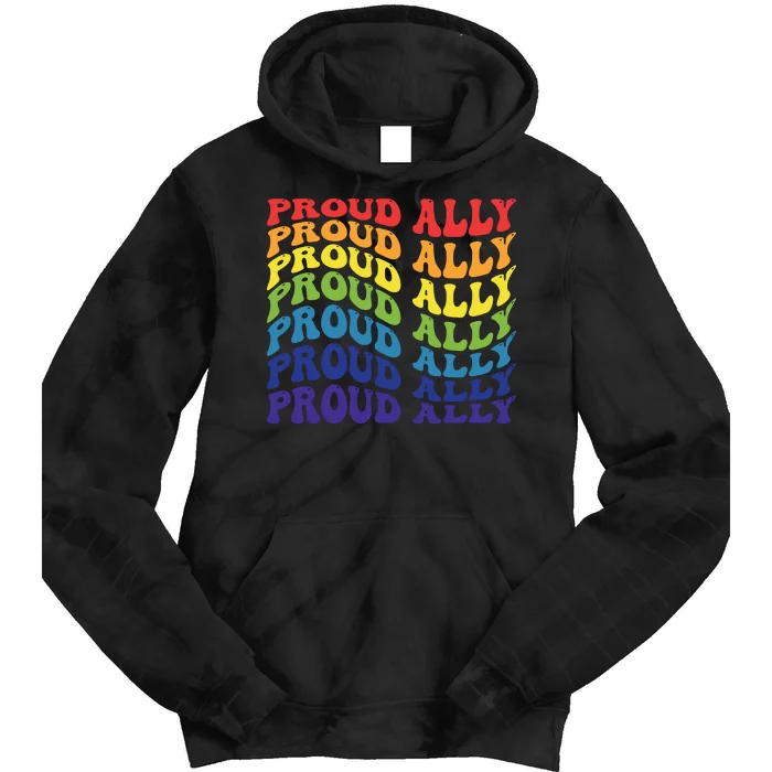 Groovy Proud Ally Lgbt Support Tie Dye Hoodie