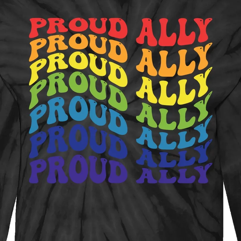 Groovy Proud Ally Lgbt Support Tie-Dye Long Sleeve Shirt