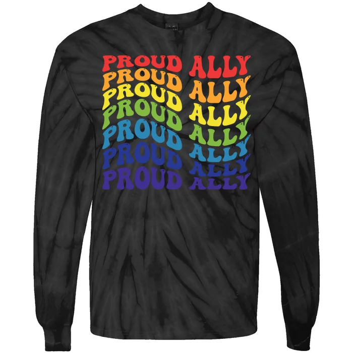 Groovy Proud Ally Lgbt Support Tie-Dye Long Sleeve Shirt