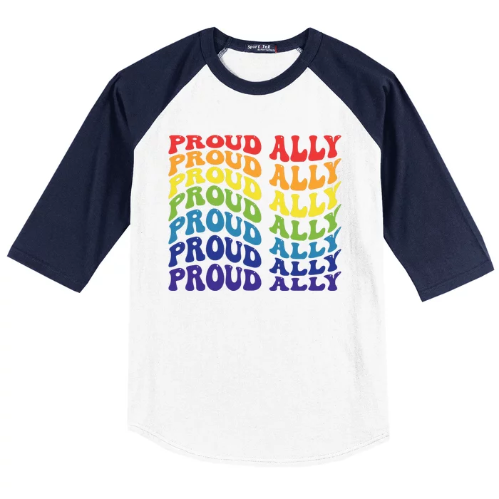 Groovy Proud Ally Lgbt Support Baseball Sleeve Shirt