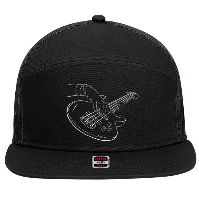 Guitar Player Art Guitarist Funny Guitar Lover 7 Panel Mesh Trucker Snapback Hat