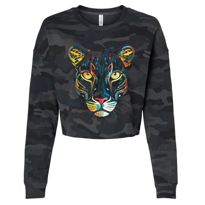 Graffiti Pop Art Of Leopard Animal Graphic Cropped Pullover Crew