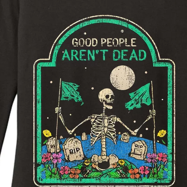 Good People ArenT Dead Skeleton Wake Raise Flag Womens CVC Long Sleeve Shirt