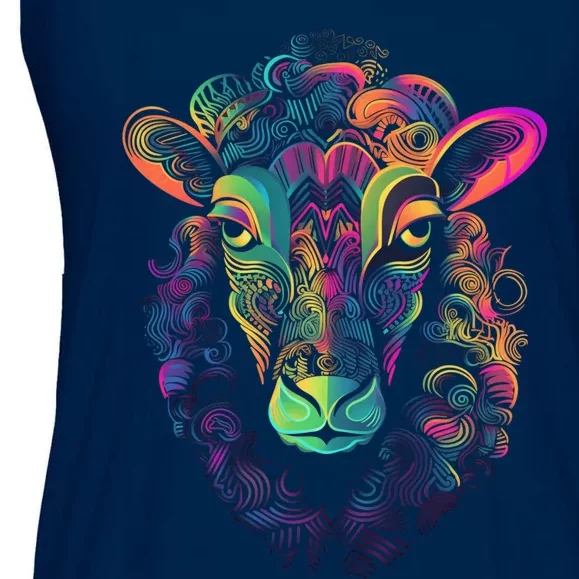 Graffiti Pop Art Of Sheep Animal Graphic Tees For Ladies Essential Flowy Tank