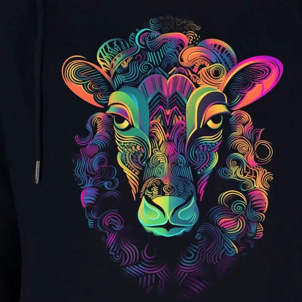 Graffiti Pop Art Of Sheep Animal Graphic Tees For Womens Funnel Neck Pullover Hood