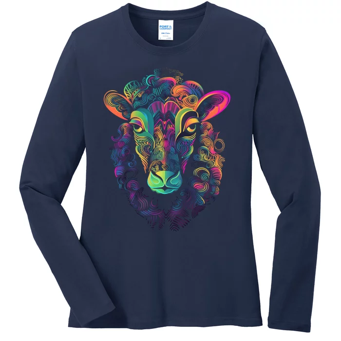 Graffiti Pop Art Of Sheep Animal Graphic Tees For Ladies Long Sleeve Shirt