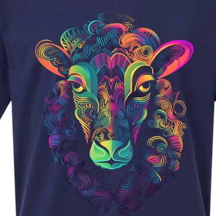 Graffiti Pop Art Of Sheep Animal Graphic Tees For Sueded Cloud Jersey T-Shirt