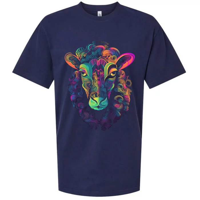 Graffiti Pop Art Of Sheep Animal Graphic Tees For Sueded Cloud Jersey T-Shirt