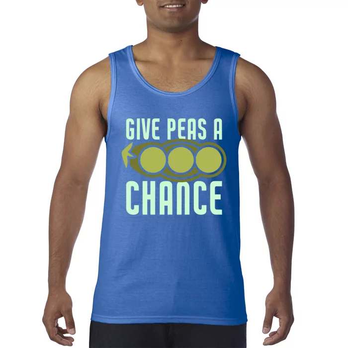 Give Peas A Chance Funny Veggie Veganism Food Cool Gift Tank Top