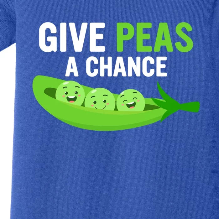 Give Peas A Chance Funny Veganism Veggie Funny Gift Baby Bodysuit